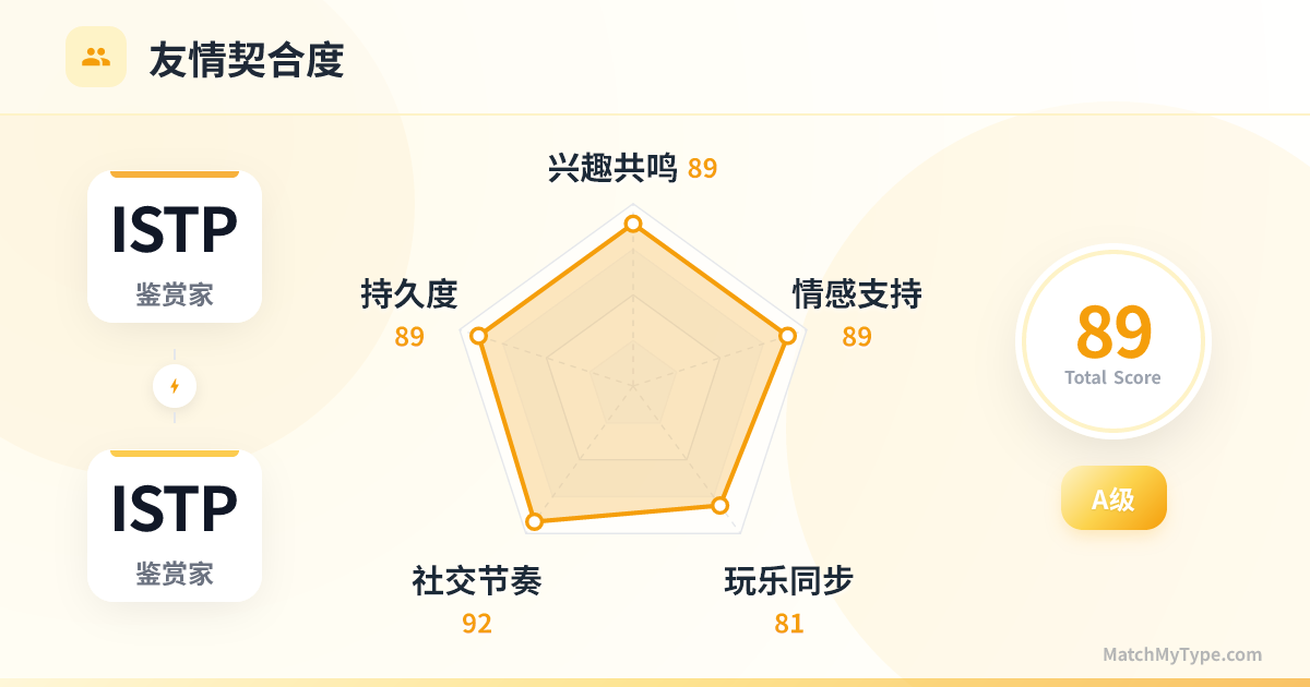 ISTP x ISTP 社交模式 - 友情契合度雷达图分析
